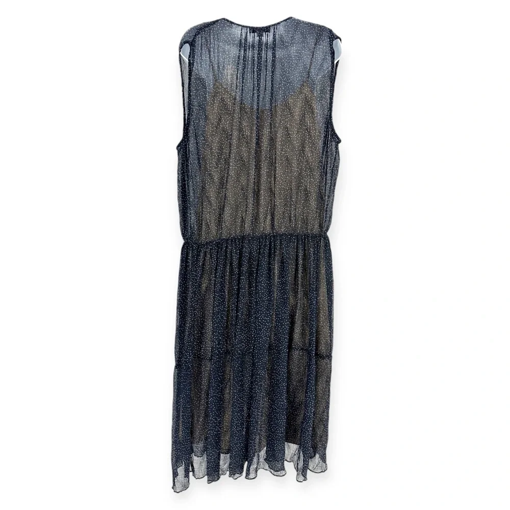 VINCE Starry Dot Dress NWT‎ size L Whimsigoth Sheer Tiered Mini Dress Fairy